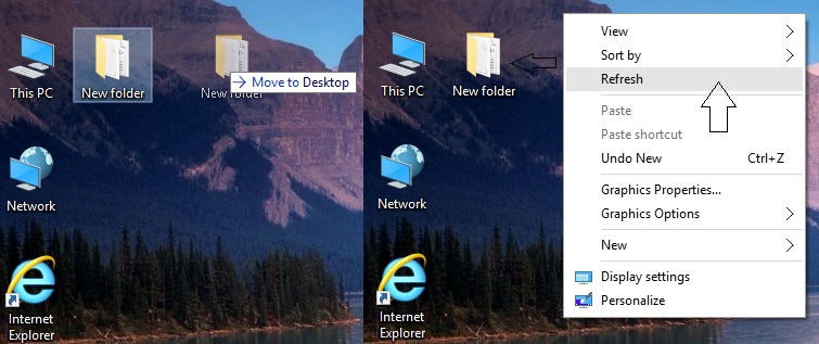 desktop icons are moving left
