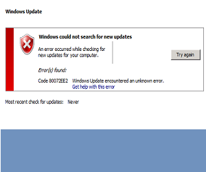 error code 80072ee2