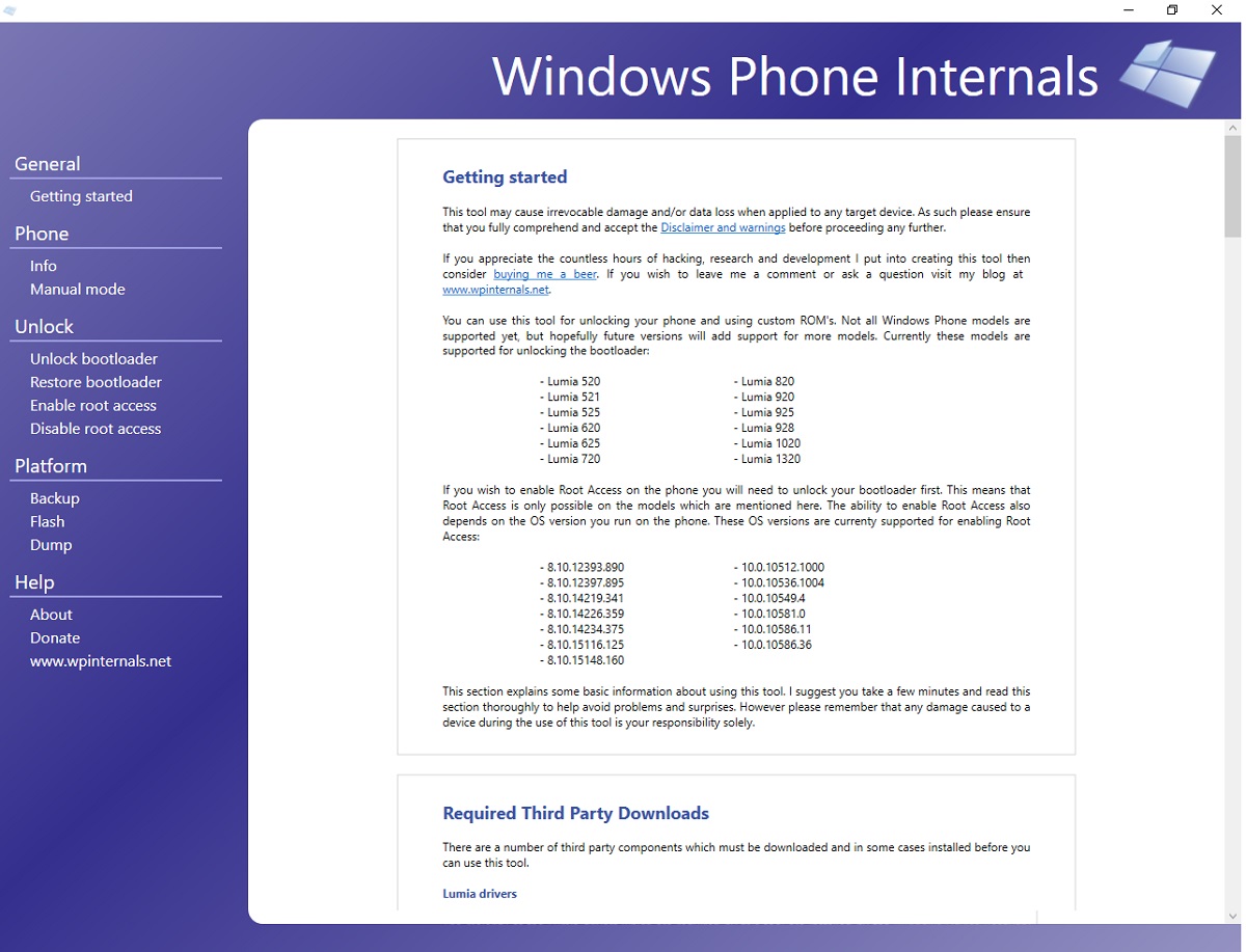wpinternal root unlock windows phone