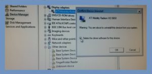 Delete the driver software for this device