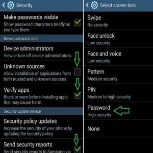 change android security settings