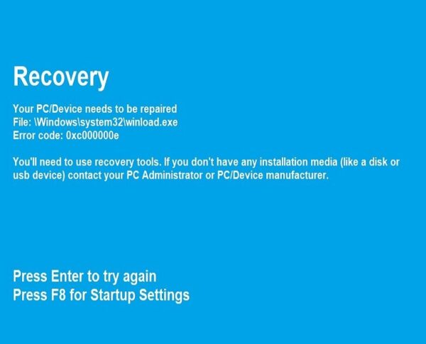 error code: 0xc000000e