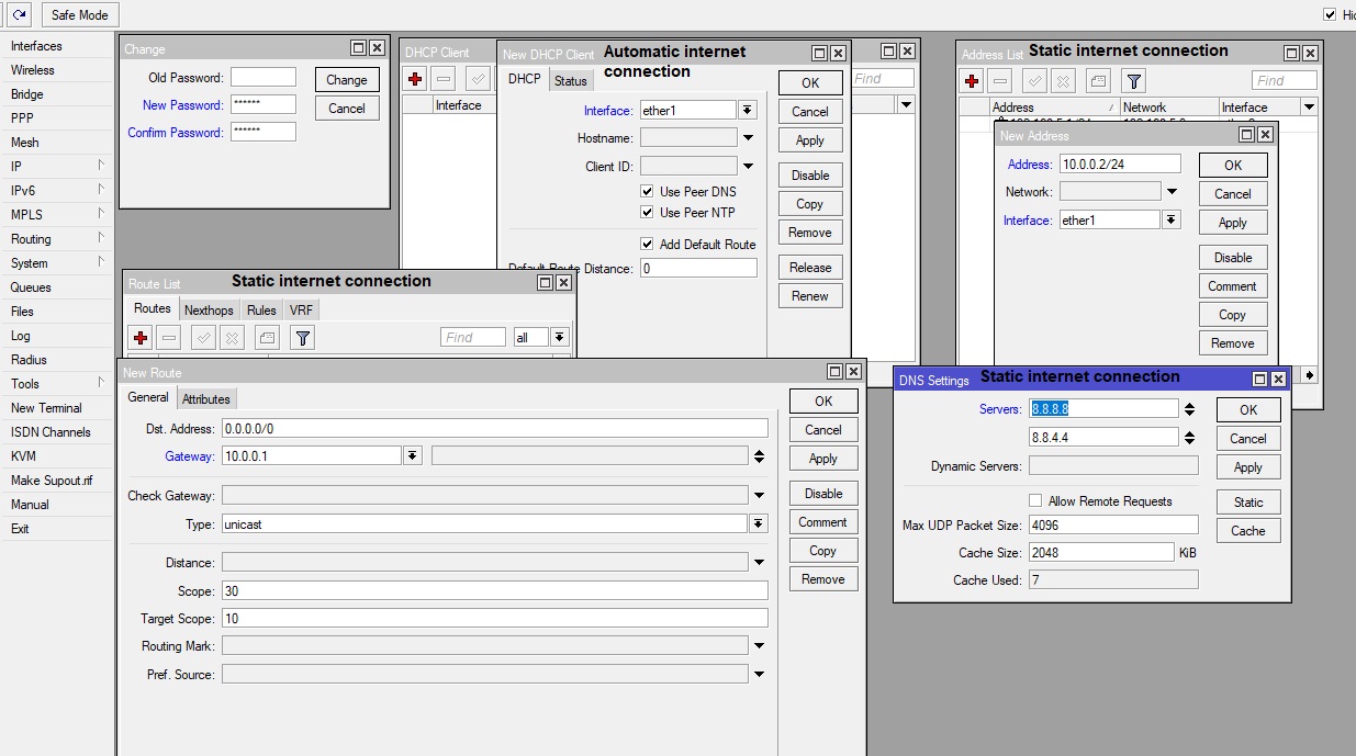 mikrotik static and automatic ip