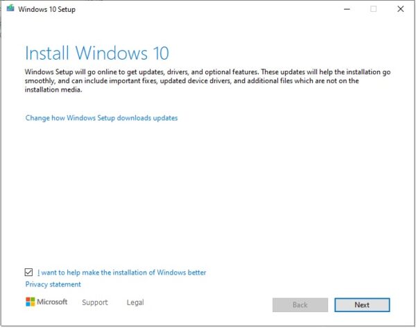 Windows 10 direct setup 