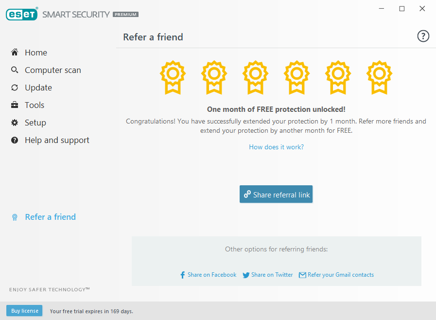 ESET 180 days free with referral link