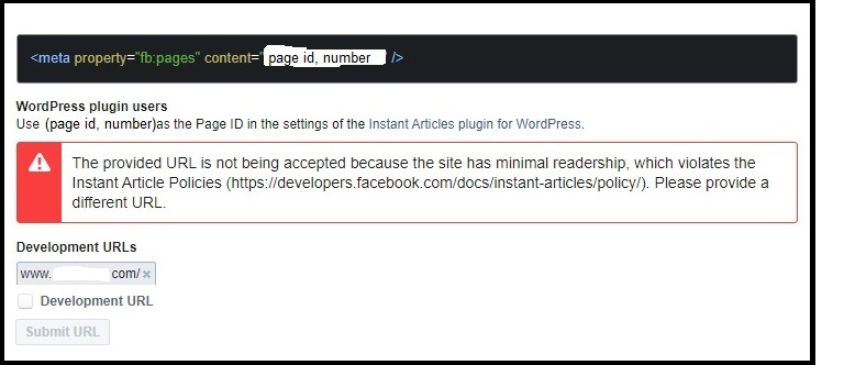 FB Can't claim url because of minimal readership