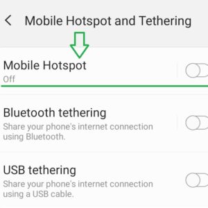 Switch Mobile Hotspot to "On"