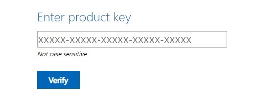 Enter product key to download Windows 7