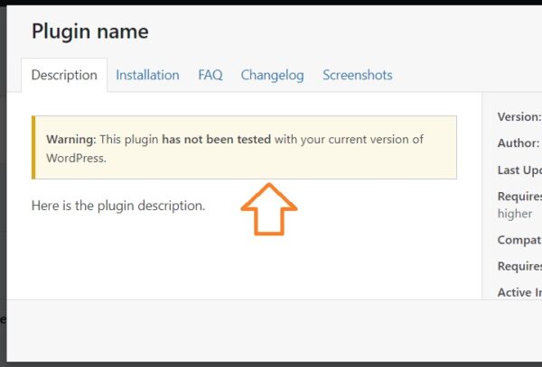 Warning: This plugin has not been tested with your current version of WordPress